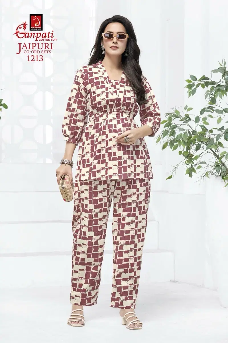 Jaipuri Vol 12 By Ganpati Cotton Printed Western Cord Set Exporters In India
